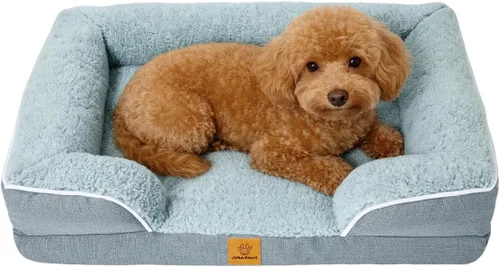Vista 18 de Sofá para perros y gatos, sofá lavable para mascotas pequeñas, 30 Acogedora cama estilo sofá con lados elevados, amortiguación de felpa y una funda