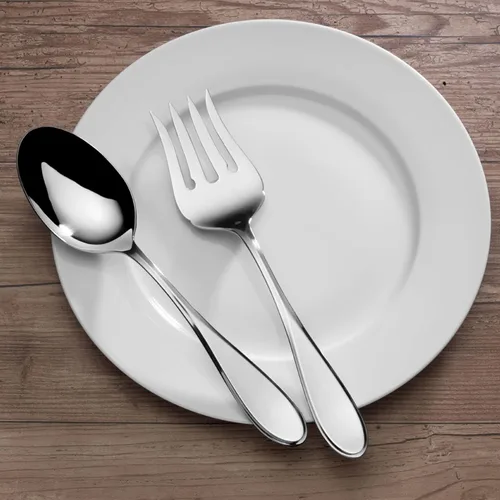 Vista 6 de Mikasa Bravo - Juego de 6 piezas de acero inoxidable 18/10, cucharas de servir, tenedor, servidor de tartas, cucharón de salsa, cubiertos pulidos