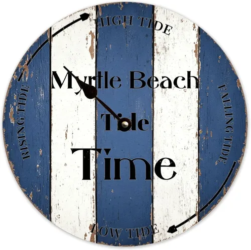 Vista 10 de Tide Clock for Wall Myrtle Beach Time Coastal Clocks Beach Navy-3