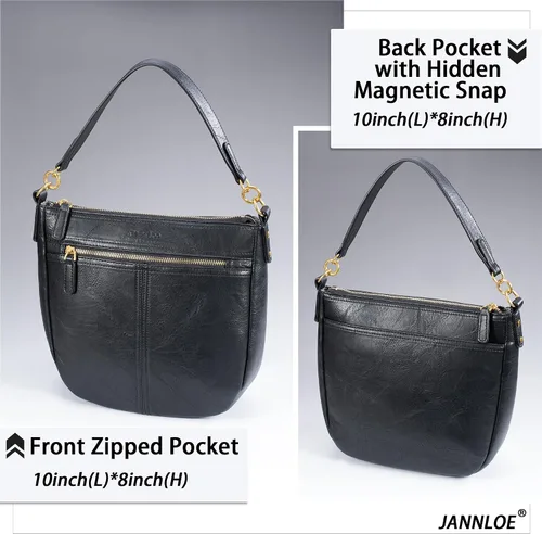 Vista 4 de Hobo Purses Totes Bolso de hombro de cuero vegano para mujer con correa cruzada desmontable