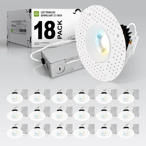 Vista 14 de ASD Sin moldura de 2 pulgadas de luces LED empotradas, 8W 120V redondas para uso comercial, luces regulables sin lata para techo con caja