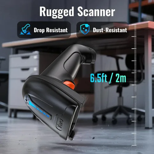 Vista 6 de Tera Escáner de Códigos de Barras Inalámbrico Versátil 2-en-1 (2.4Ghz Inalámbrico + USB 2.0 Con Cable) con Indicador de Nivel de Batería, Distancia