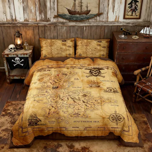 Vista 41 de Juego de edredón Lake House tamaño Twin, juego de ropa de cama náutica de navegación con ancla de 2 piezas para decoración de habitación de niños