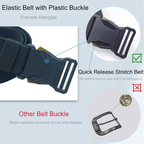 Vista 2 de Stretch Tactical Belt,Elastic Mens Belt with Quick Release,1.5" Work Belt for Casual,Hiking,Outdoors,47.24inch