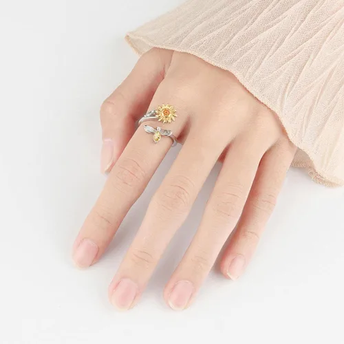Vista 3 de Nuevo anillo giratorio de girasol para mujer