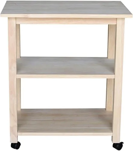 Vista 2 de IC International Concepts, Carrito para microondas, la capacidad de peso total es de 50 libras de madera maciza real, madera de parawood resistente