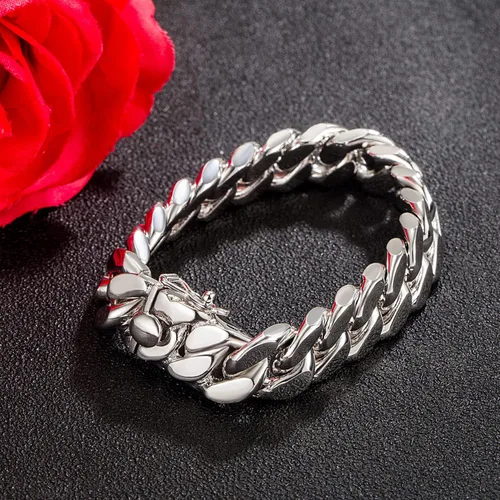 Vista 6 de Plata de ley 925 italiana hecha a mano Pulsera clásica de cadena cubana de Miami de 025-05 pulgadas para hombres joyería fina de fiesta pulsera