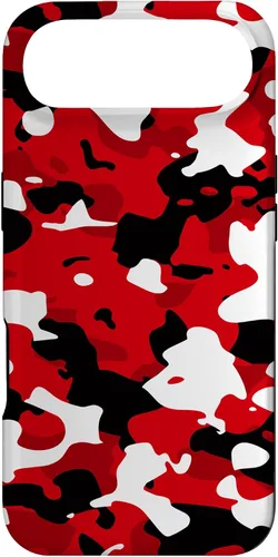 Vista 27 de iPhone 16 Negro + Blanco + Rojo Camuflaje Patrón Funda