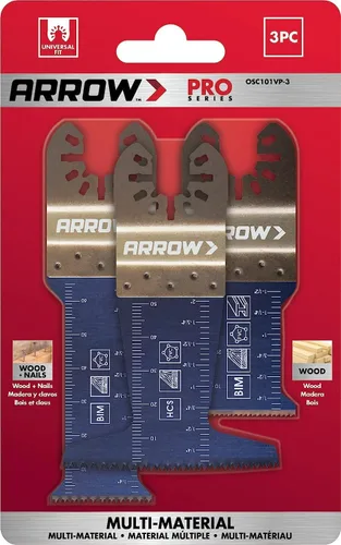 Vista 6 de Arrow OSC101VP-3 - Paquete variado de cuchillas oscilantes multimateriales para tuberías de cobre, madera, PVC, paneles de yeso, universal, se