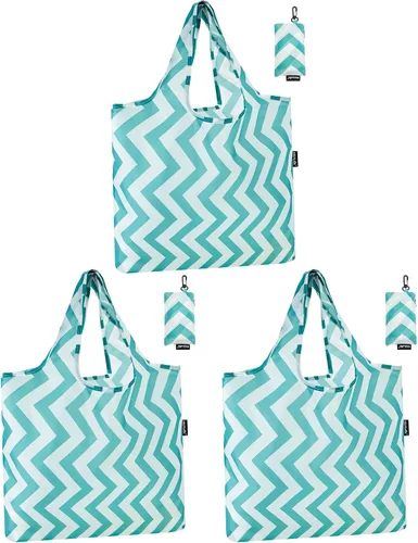 Vista 25 de HOLYLUCK Bolsas de comestibles reutilizables, bolsa de compras plegable resistente (estándar, 3 huellas de patas de perro azules)