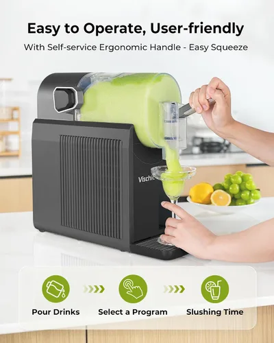 Vista 6 de Máquina de granizado para el hogar, máquina de bebidas congeladas con 7 programas preestablecidos y limpieza automática, fabricante de granizado Gris