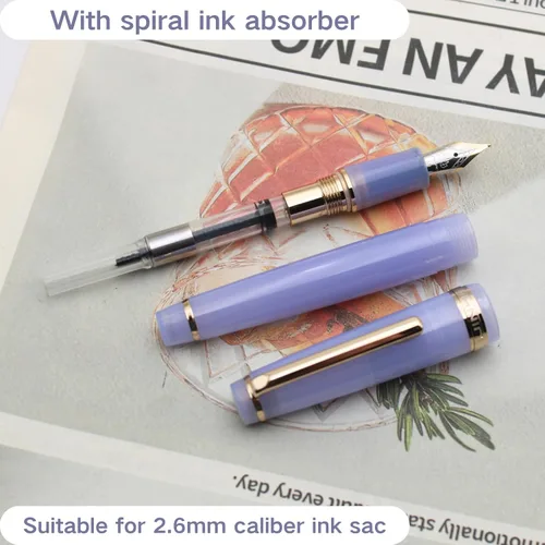 Vista 46 de 82 Pluma estilográfica - Barril de material acrílico, plumín extrafino de iridio con convertidor de tinta, pluma de escritura suave, diseño clásico