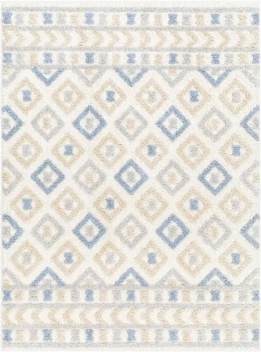 Vista 3 de Hauteloom Tilos - Alfombra marroquí de estilo granja pequeña con diseño de enrejado, alfombrilla para puerta, alfombra peluda, patrón de enrejado