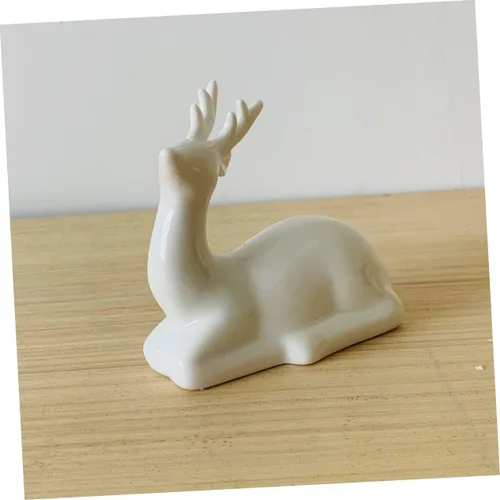 Vista 6 de Estatuilla de decoración de escritorio de cerámica, pareja, estatua de ciervo, mini oficina, tienda, habitación, adorno para el hogar, escultura