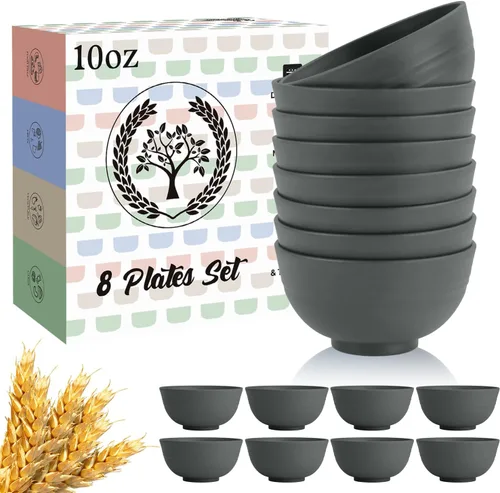 Vista 34 de Homienly Juego de 6 boles irrompibles de fibra de paja de trigo, aptos para microondas y lavavajillas, alternativa reutilizable a los boles