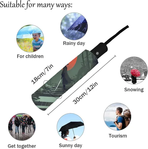 Vista 3 de DHDM Automatic Beach Umbrella Outdoor Adults Printed Rain Umbrella for Men Kids Parasol