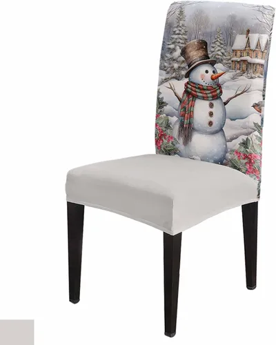 Vista 10 de YOKOU Juego de 4 fundas elásticas para sillas de comedor, diseño de copos de nieve, estrellas, fondo rojo, invierno, fundas protectoras extraíbles