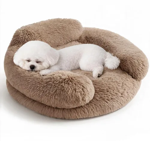 Vista 18 de EHEYCIGA Cama calmante de 20 pulgadas para perros pequeños y gatos, sofá Marrón