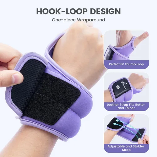 Vista 3 de Sportneer Wrist Weights with Thumb Loops Lock for Men Women, 2 LBS /4 LBS Pair Arm Hand Weights for Running Walking Jogging Physical Therapy Gym