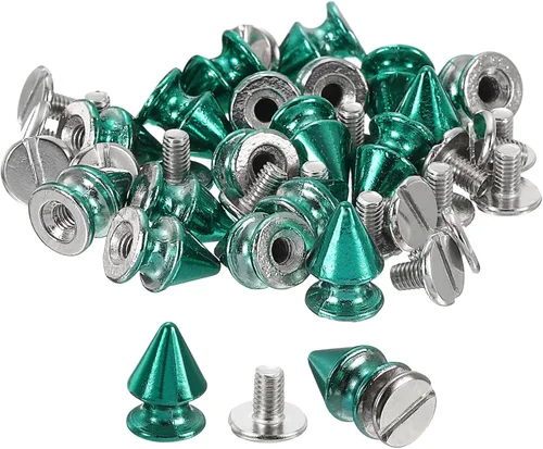 Vista 11 de uxcell 50 juegos de remaches de espiga cono, 0.315 x 0.472 in con rosca trasera para árbol y picos para manualidades de cuero, ropa, zapatos, Negro