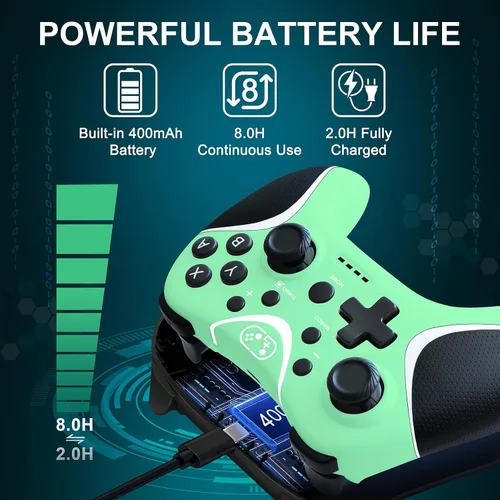 Vista 4 de BRHE Wireless Switch Pro Controller for Nintendo Switch N-SLiteOLEDAndroidIOS 130PC Switch Remote Gamepad with Joystick Adjustable Turbo Vibration