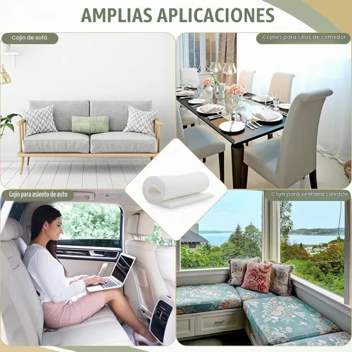 Vista 4 de Frienda - 2 cojines de espuma para tapicería de alta densidad, color blanco
