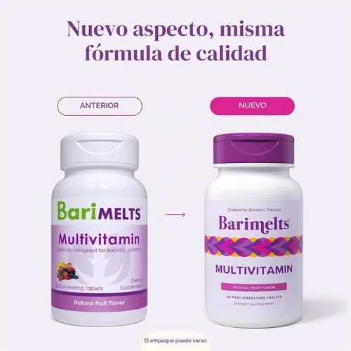 Vista 6 de BariMelts Multivitamin, vitaminas solubles para personas con sobrepeso, sin azúcar, sabor natural de frutas, sin OMG, tabletas de disolución rápida