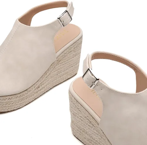 Vista 5 de Tilocow Alpargatas de cuña para mujer, puntera abierta, correa de tobillo, plataforma, sandalias informales elegantes y de viaje
