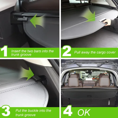Vista 4 de Cubierta de carga para Toyota RAV4 2012 2006 2007 2008 2009 2010 2011 Accesorios Cubierta trasera del maletero Cubierta de seguridad del maletero