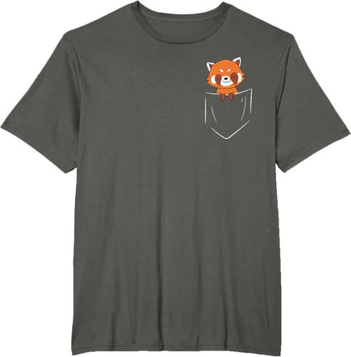 Vista 6 de Funny Red Panda In Pocket - Camiseta con bolsillo, Negro, S