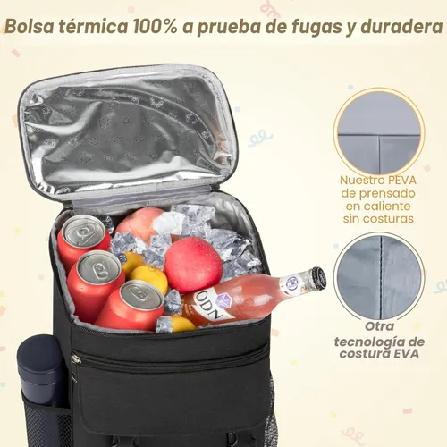 Vista 3 de Mochila enfriadora, 30 latas, mochila de almuerzo aislada para hombres y mujeres, bolsa térmica portátil a prueba de fugas para el trabajo, oficina