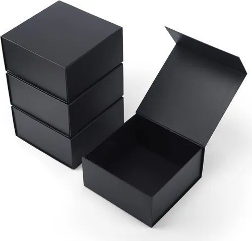 Vista 40 de Ditwis Caja de regalo de 12x9x4 pulgadas con tapa de cierre magnético, caja magnética negra y dorada para boda, propuesta de padrinos y damas