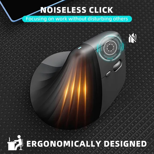 Vista 3 de XUMIUZIY Wireless Vertical Ergonomic Mouse, 2.4G / Bluetooth Vertical Optical Mouse with 6 Buttons, 800/1200/1600 Adjustable DPI, Quiet Clicks, for