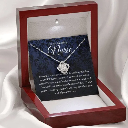 Vista 5 de Regalo de joyería personalizado nudo de amor, regalo de enfermera, regalo de enfermera, regalo de atención médica, regalos para enfermeras, regalo