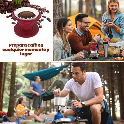 Vista 7 de Larrel Cafetera portátil para verter sobre café, plegable, reutilizable, para verter sobre cafés, viajes, camping, cafeteras, filtro de silicona