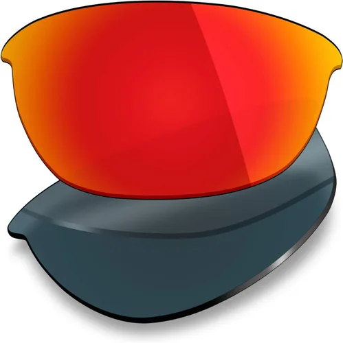 Vista 6 de Mryok 6 pares de lentes de repuesto polarizadas para gafas de sol Oakley Half Jacket 2.0 – negro sigiloso, rojo fuego, azul hielo, titanio plateado