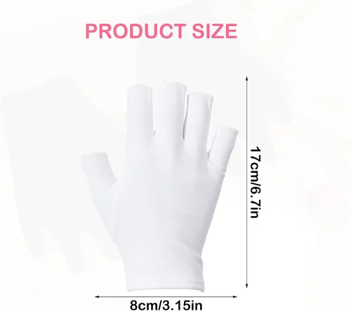 Vista 2 de 2 pares de guantes de uñas UV, guantes de luz UV para uñas de gel, guantes de lámpara de uñas sin dedos, material de elastano transpirable para arte