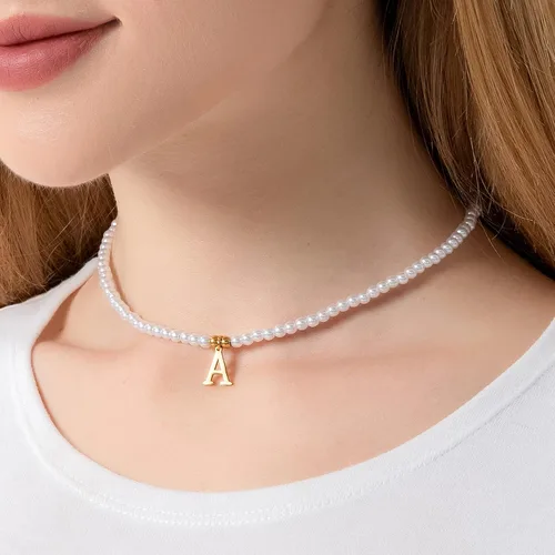 Vista 3 de Pearl Initial Gifts Necklace for Girls Gold Pendant With Extension Chain Meaningful Jewelry Gifts for Women