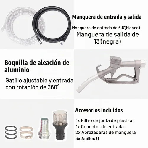 Vista 4 de TOPWAY Kit de bomba de transferencia de combustible eléctrico autocebante de 110V CA, 16 GPM para aceite, diésel, queroseno y biodiésel con manguera