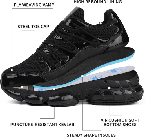 Vista 4 de Zapatos de punta de acero para hombres y mujeres, zapatos de punta compuesta, zapatos de seguridad indestructibles, ligeros, con puntera de acero