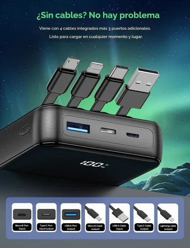 Vista 12 de Cargador portátil 50000mAh, banco de energía 50% más pequeño Negro