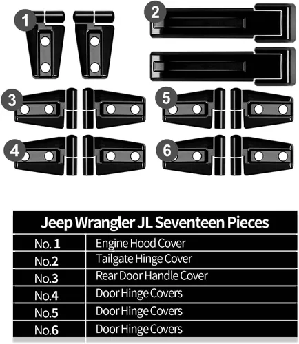 Vista 4 de Hoolcar Bisagra de puerta del capó del motor, bisagra de la puerta trasera, cubierta de bisagra de puerta de ABS, accesorios para exteriores Negro