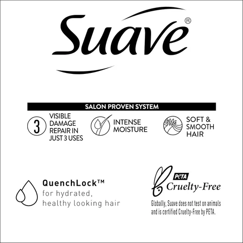 Vista 4 de Suave Acondicionador reparador de daños con aceite de coco, para cabello normal, seco y dañado, con infusión de aceite de coco puro, 28 onzas