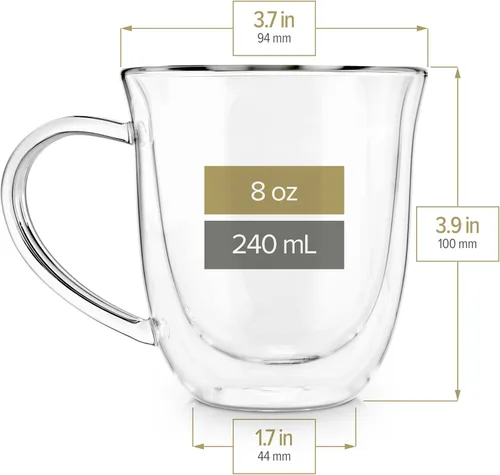 Vista 3 de Teabloom Canterbury Bells Collection - Vasos de borosilicato de doble pared – Juego de 2 vasos de vidrio aislados para té, café y más – 8 oz / 8.1