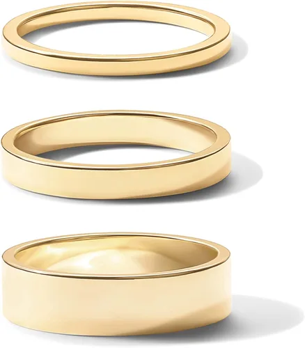 Vista 3 de PAVOI 18K Gold Plated 3 Rings Set Gold Stacking Rings for Women Stacking Ring Set