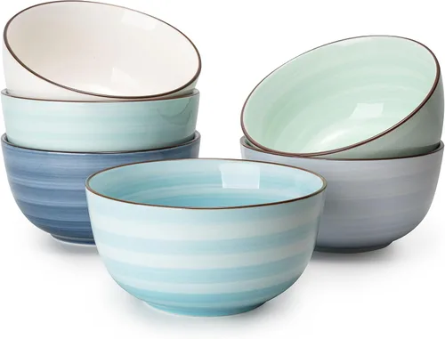 Vista 15 de Sweese Juego de 6 cuencos de porcelana de 4 onzas, mini cuencos para postre, aptos para microondas y lavavajillas, multicolor