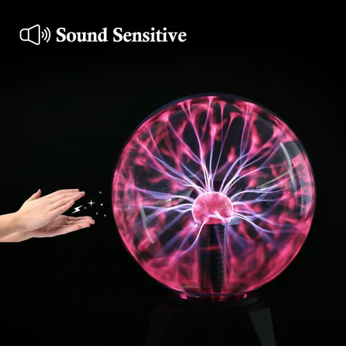 Vista 6 de DELIPOP Bola de plasma de 8 pulgadas, luz roja con cable enchufable, lámpara de bola de plasma mágica, luz de discoteca sensible al tacto y al