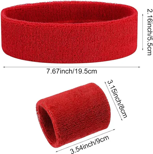 Vista 4 de ASTER Juego de 6 muñequeras para la cabeza, incluye 2 diademas deportivas y 4 pulseras deportivas a rayas coloridas para hombres y mujeres