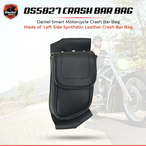 Vista 2 de Daniel Smart - Bolsa de cuero para motocicleta, bolsa de protección para el lado izquierdo, bolsa de almacenamiento con cierre a presión