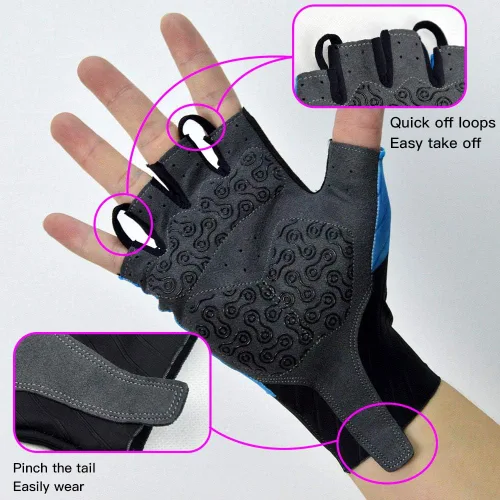 Vista 5 de Darevie Guantes de ciclismo de alta velocidad, guantes de ciclismo de medio dedo, guantes de ciclismo absorbentes de impacto, transpirables